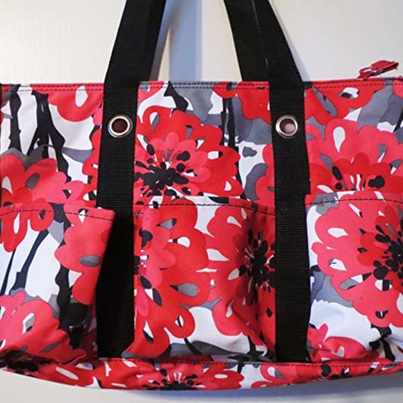 Thirty-one zip top Organizing Utility tote shoulder bag in Bold Bloom - Picture 4 of 6